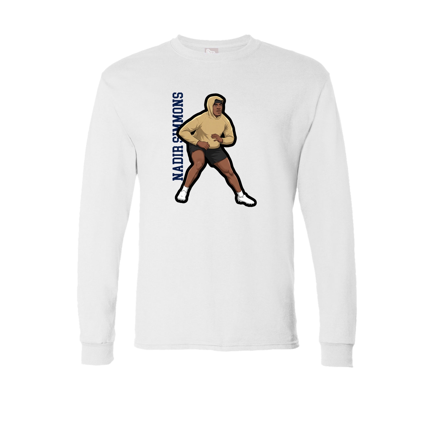 Long Sleeve Tee — Name Vertical in White
