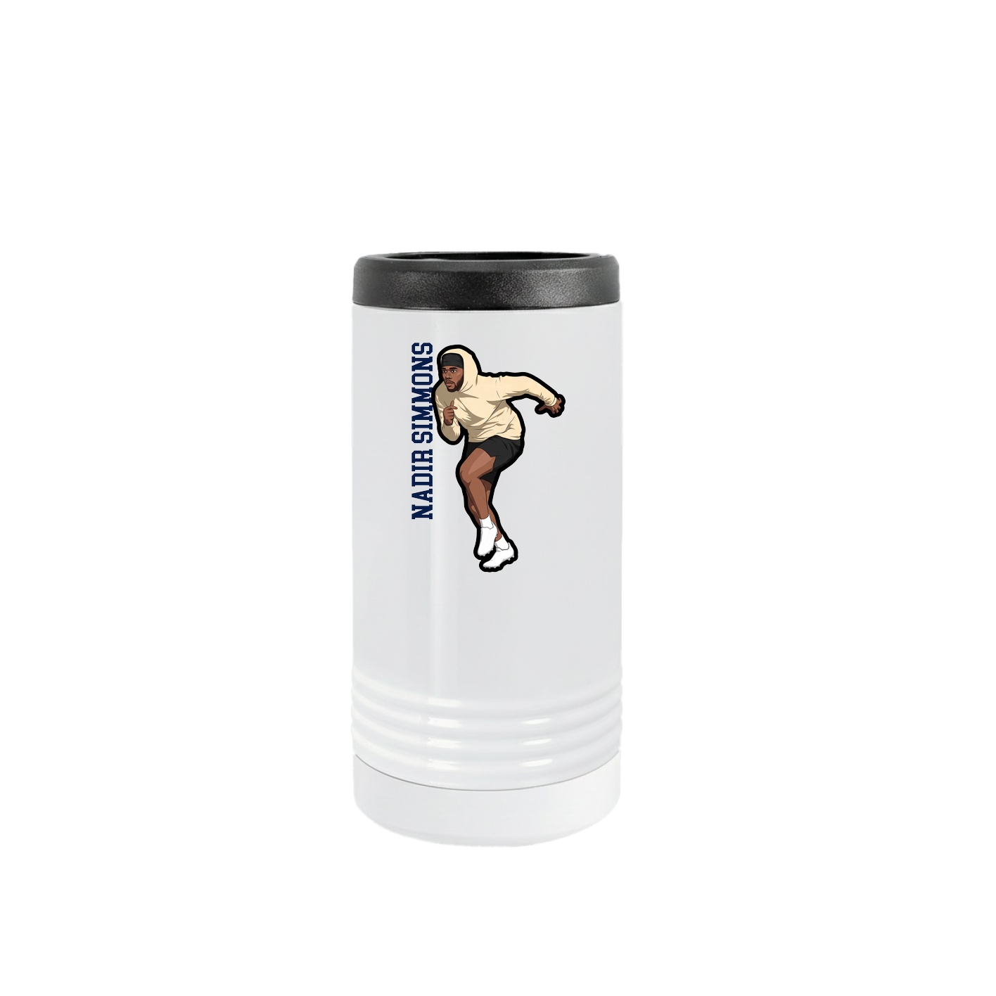 Slim Beverage Holder — Name Vertical in White