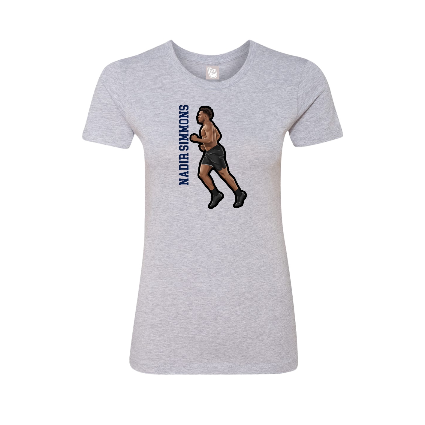 Fitted Women's Tee — Name Vertical in Grey