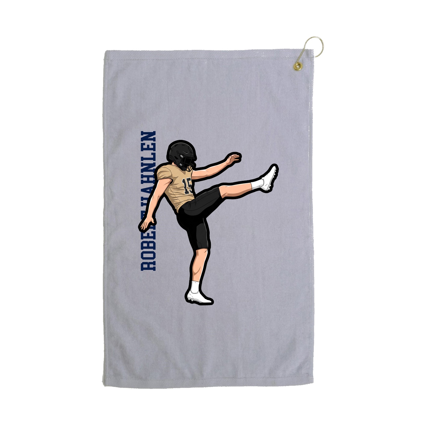 Golf Towel — Name Vertical in Grey