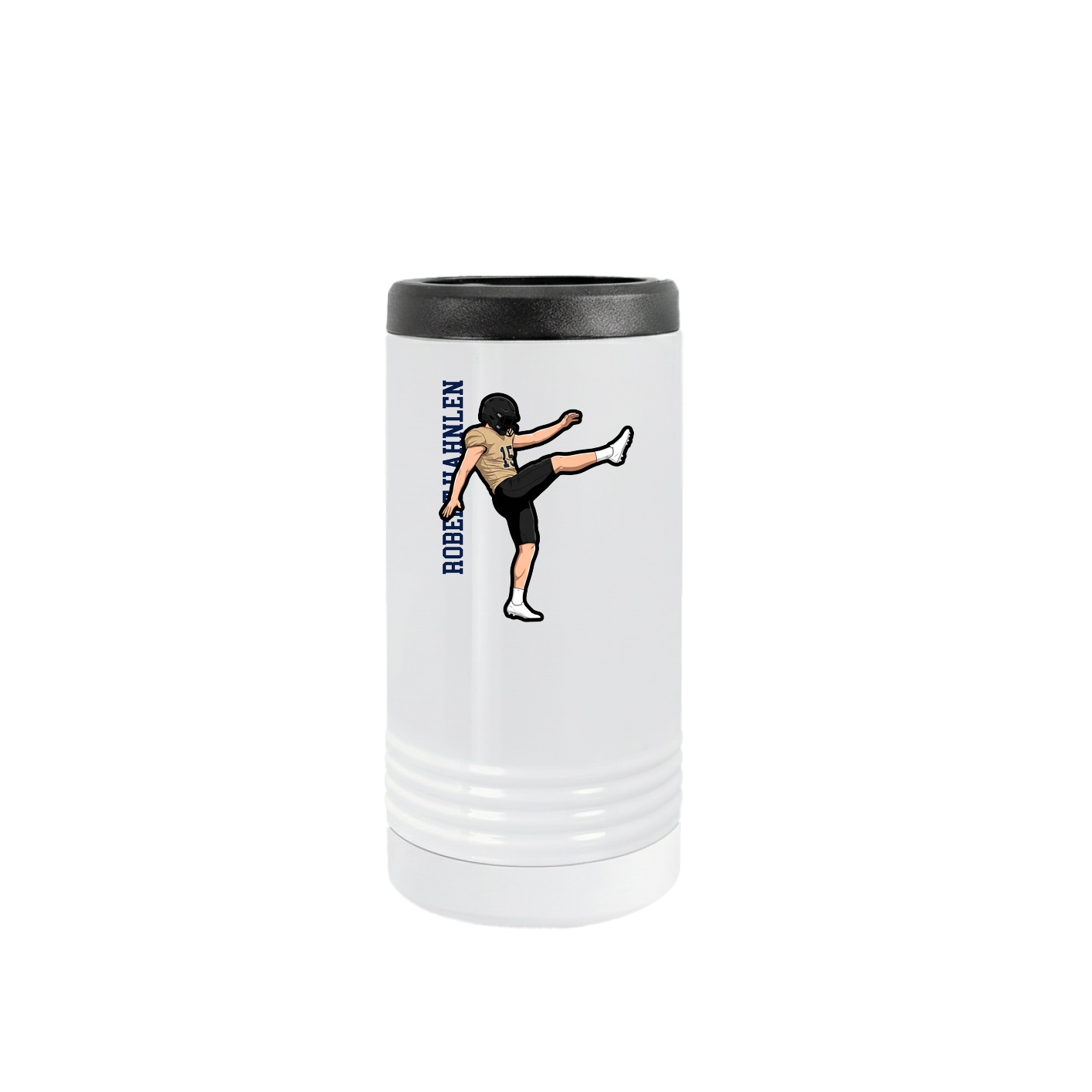 Slim Beverage Holder — Name Vertical in White