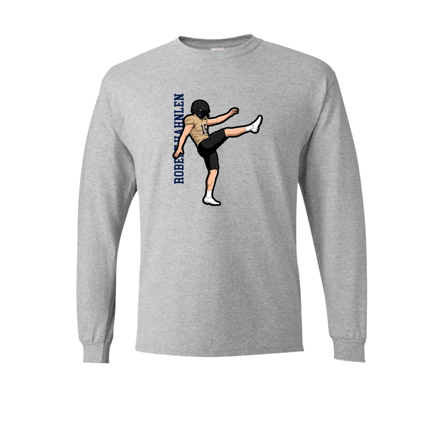 Long Sleeve Tee — Name Vertical in Grey