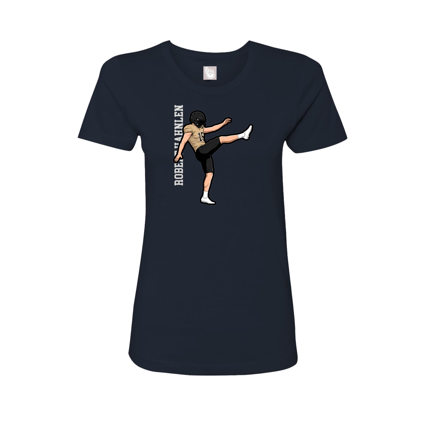 Fitted Women's Tee — Name Vertical in Navy