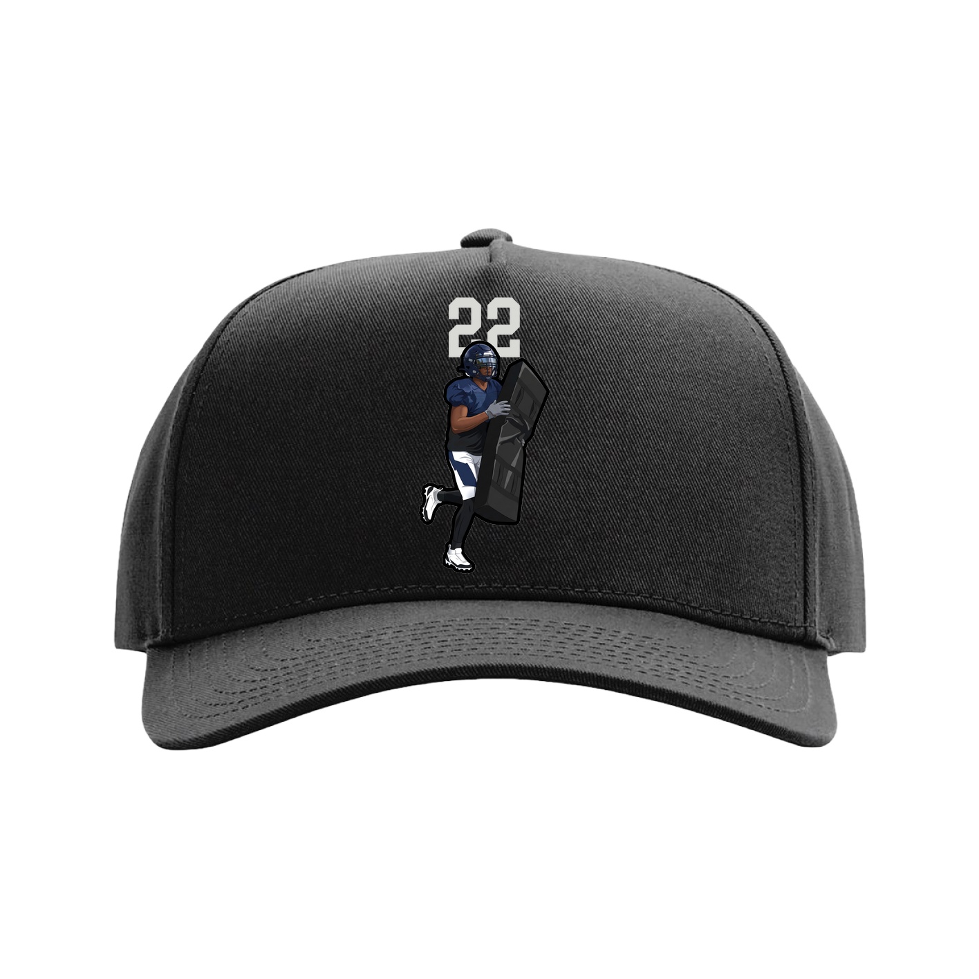 Full Fabric Five-Panel Champ Cap — Number Top in Black