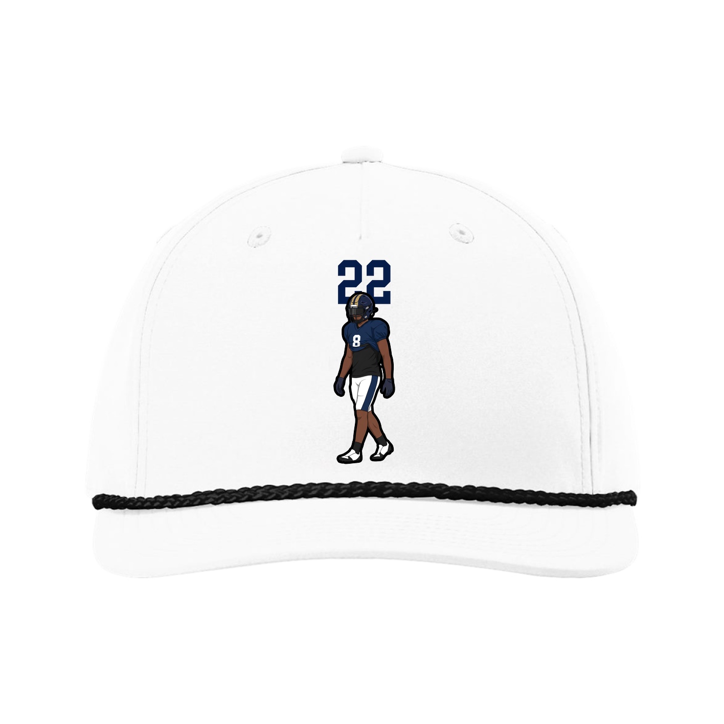 Five-Panel Classic Rope Cap — Number Top in White