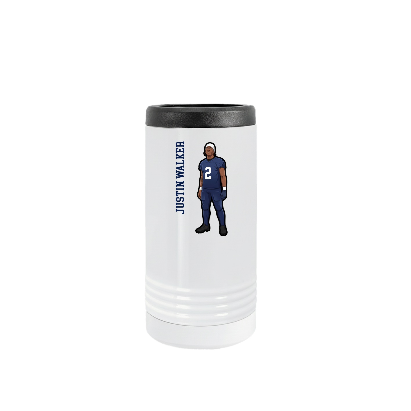 Slim Beverage Holder — Name Vertical in White