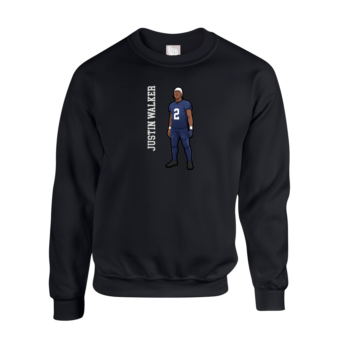 Fleece Crew — Name Vertical in Black