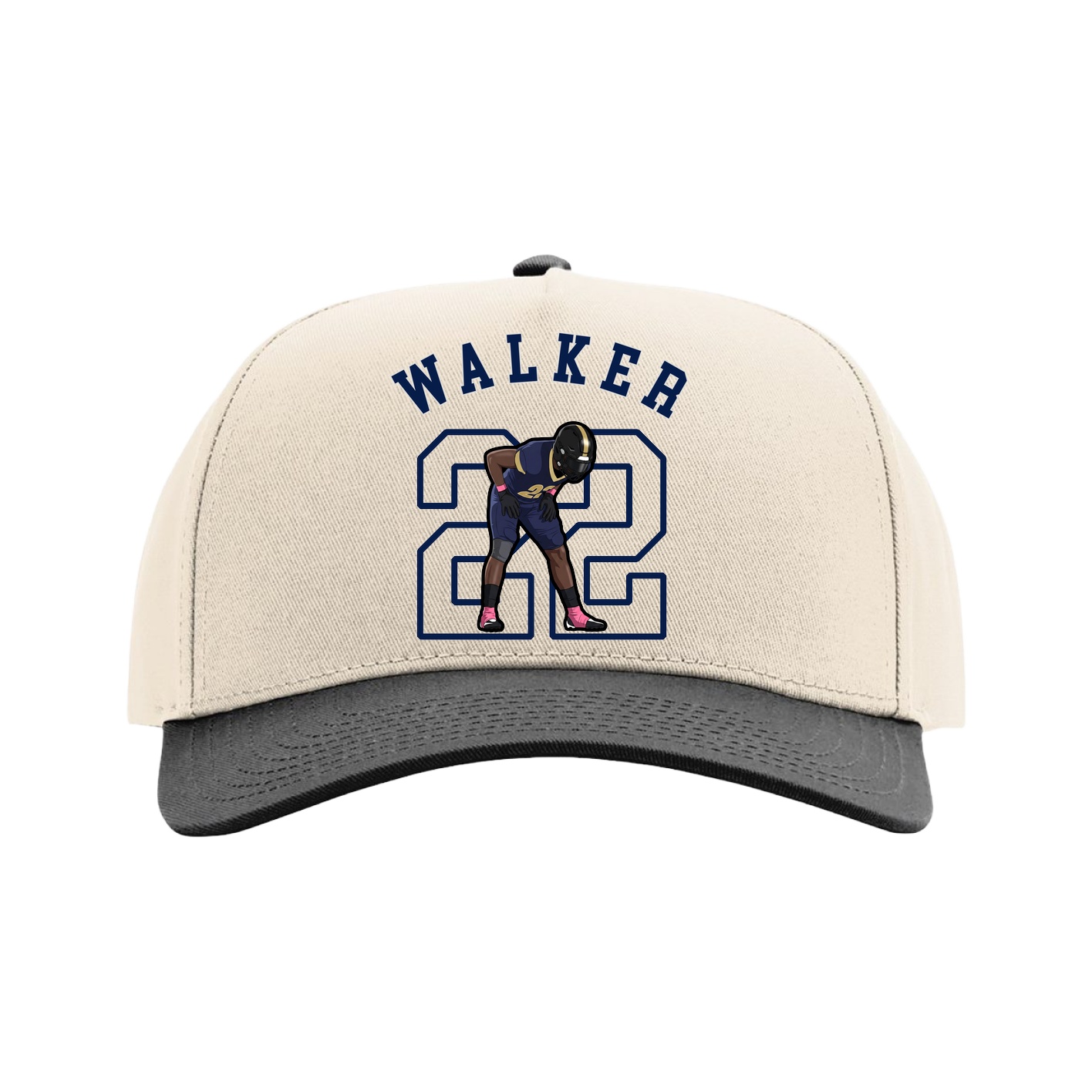 Full Fabric Five-Panel Champ Cap — Shirsey Arch in Cream/Black