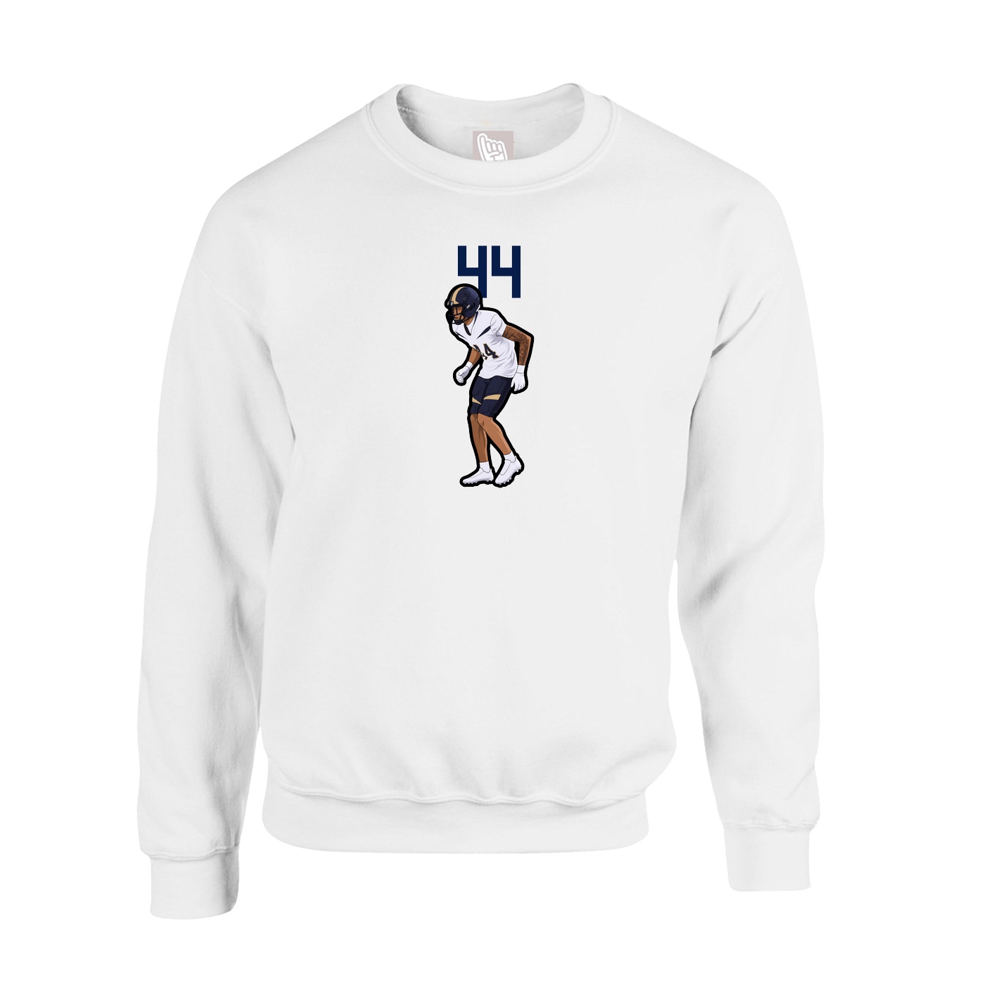 Fleece Crew — Number Top in White