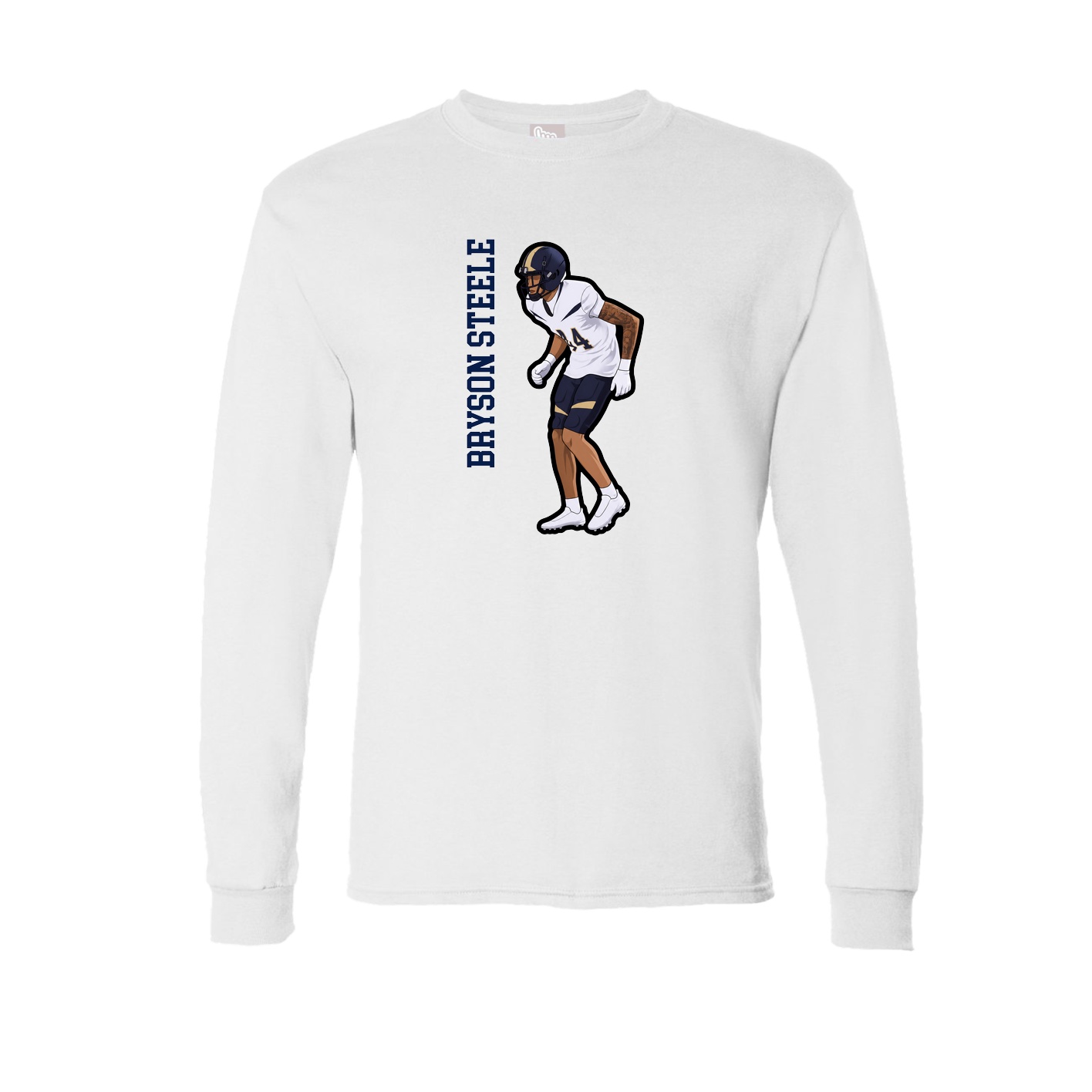 Long Sleeve Tee — Name Vertical in White