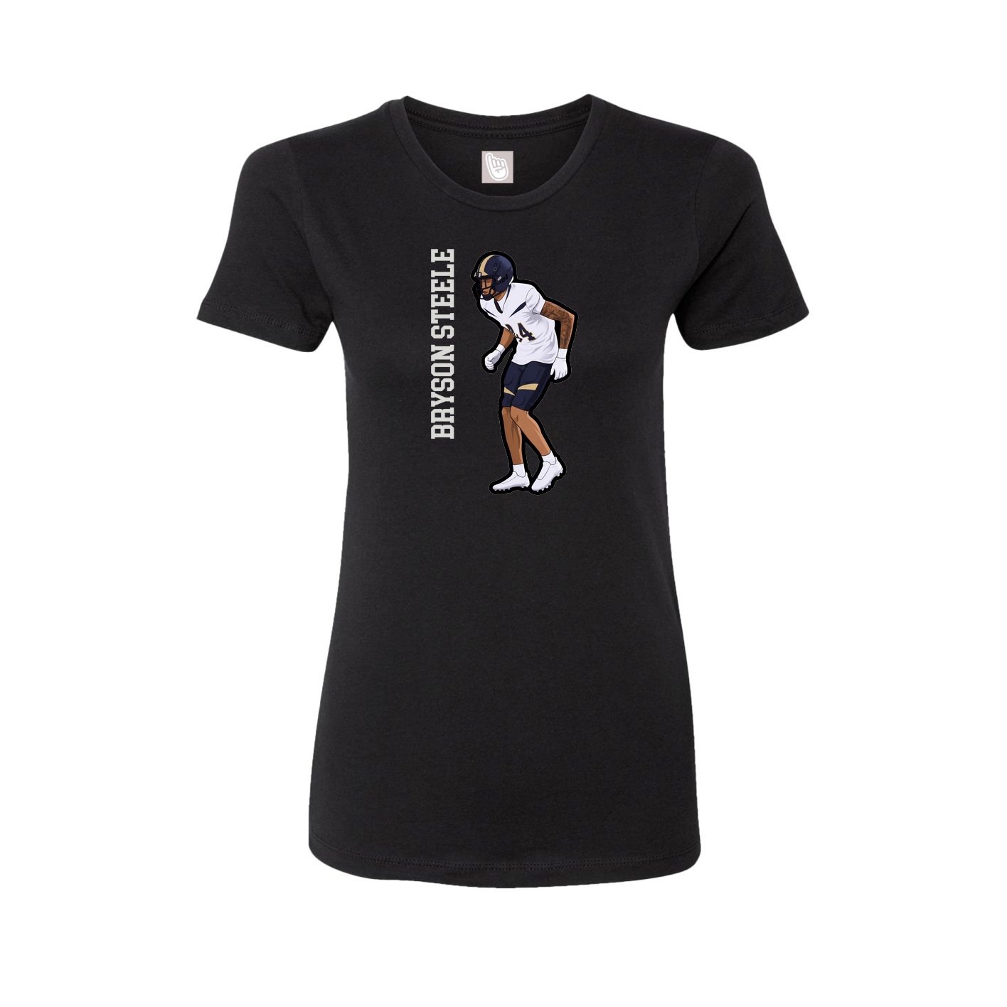 Fitted Women's Tee — Name Vertical in Black