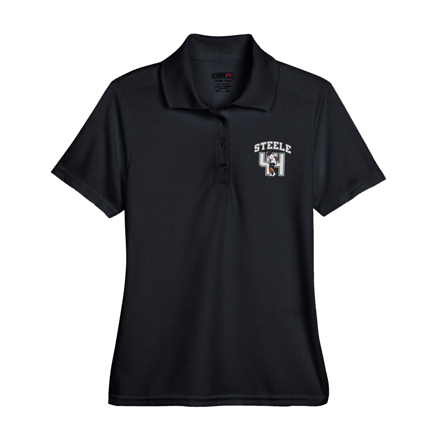Womens Performance Polo — Number in Black