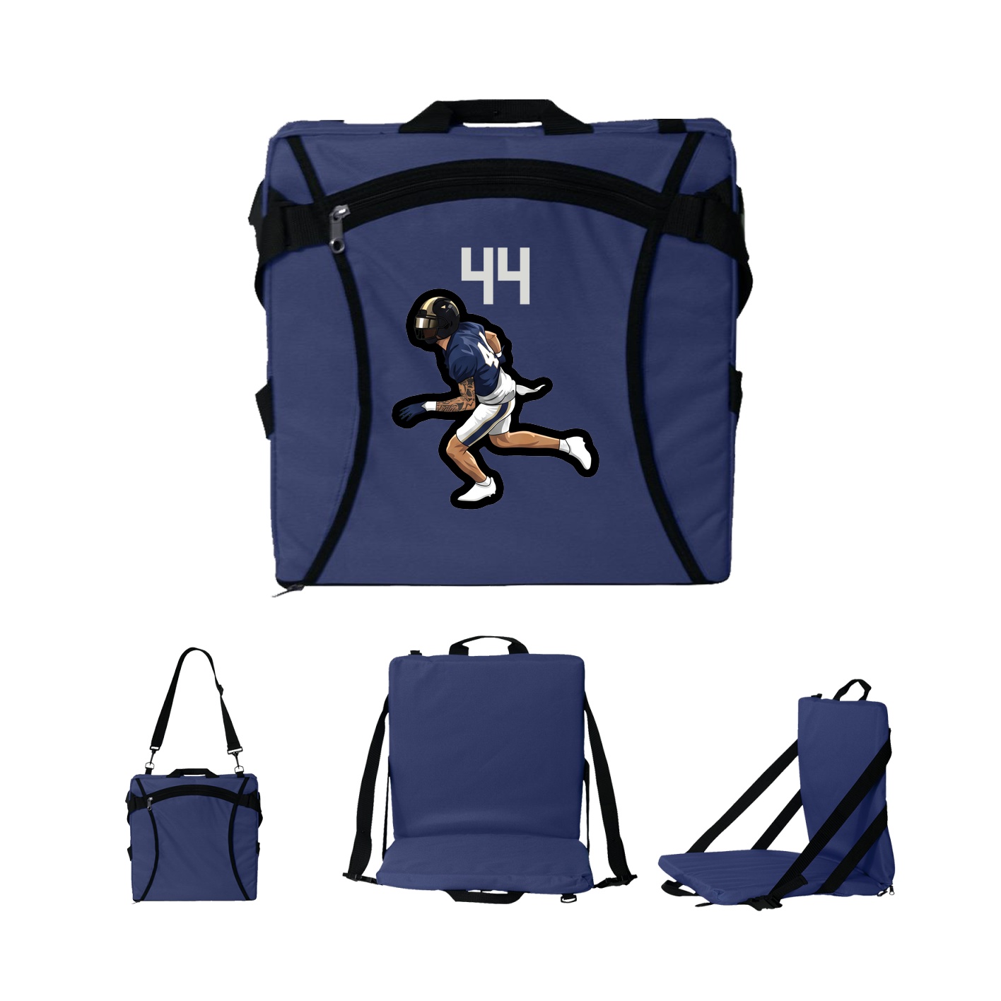 Folding Stadium Seat — Number Top in Navy