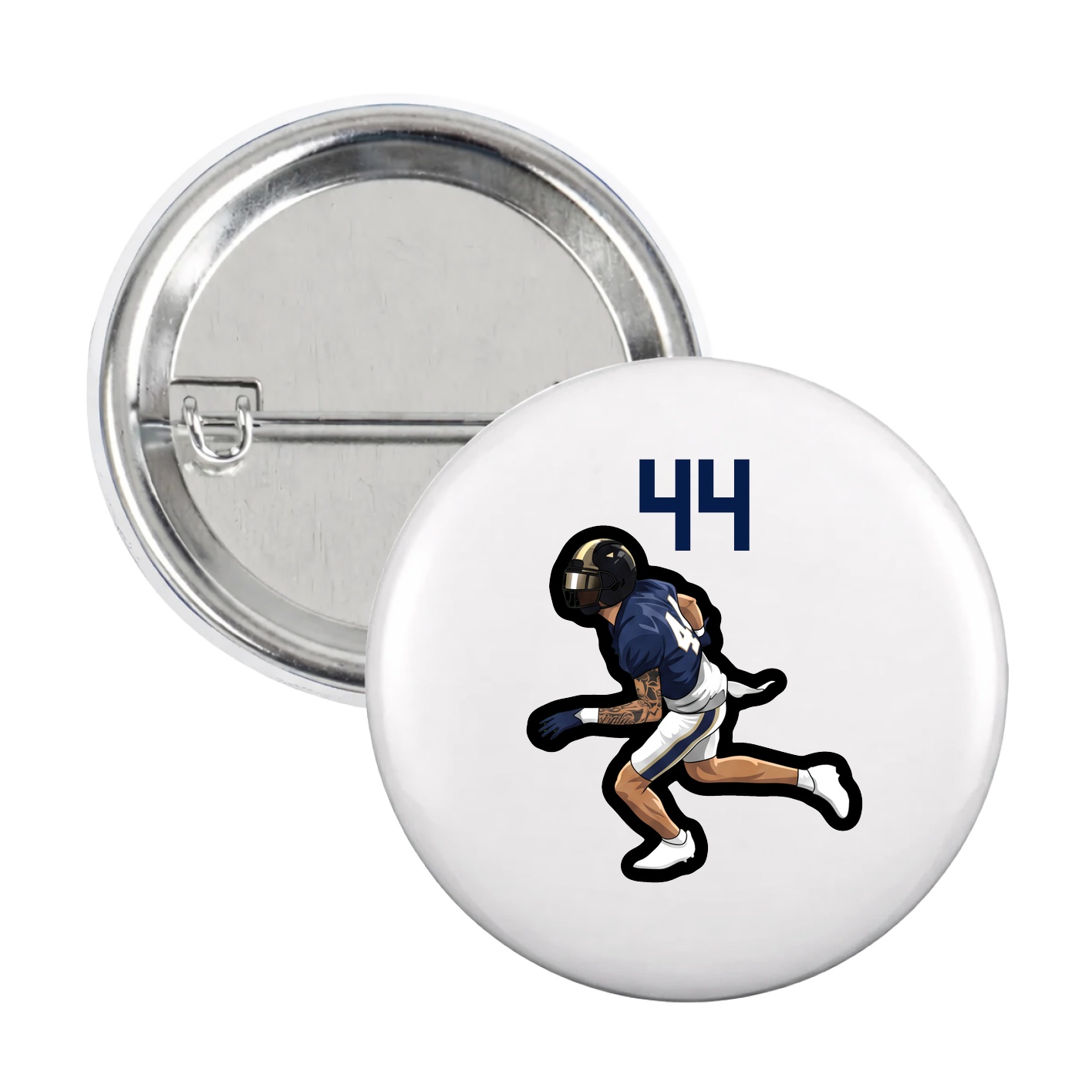 Game Day Button — Number Top in White