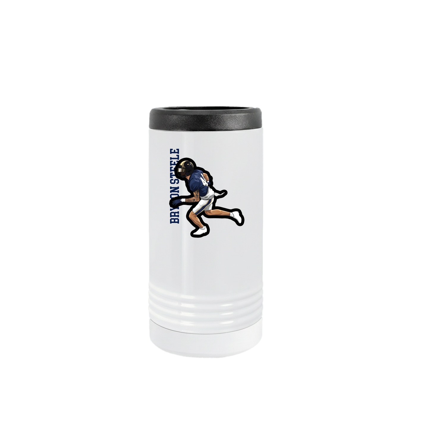 Slim Beverage Holder — Name Vertical in White