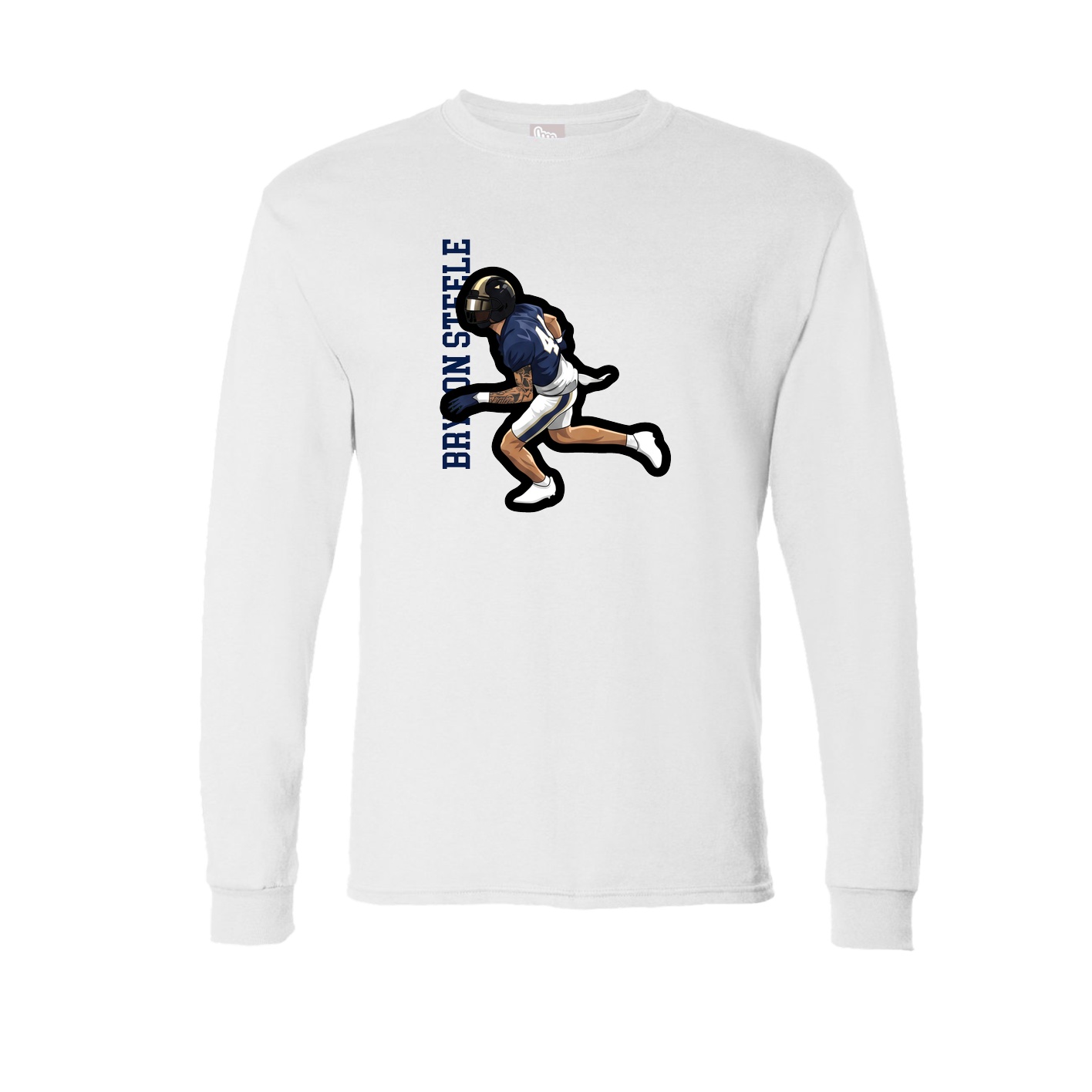Long Sleeve Tee — Name Vertical in White