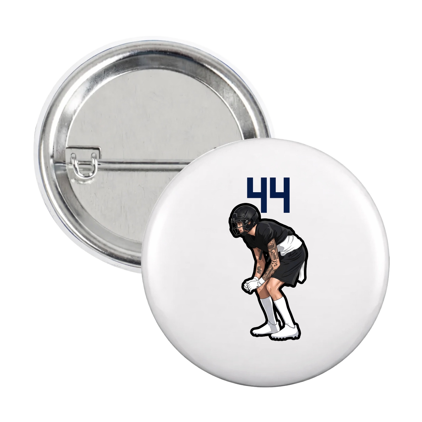 Game Day Button — Number Top in White