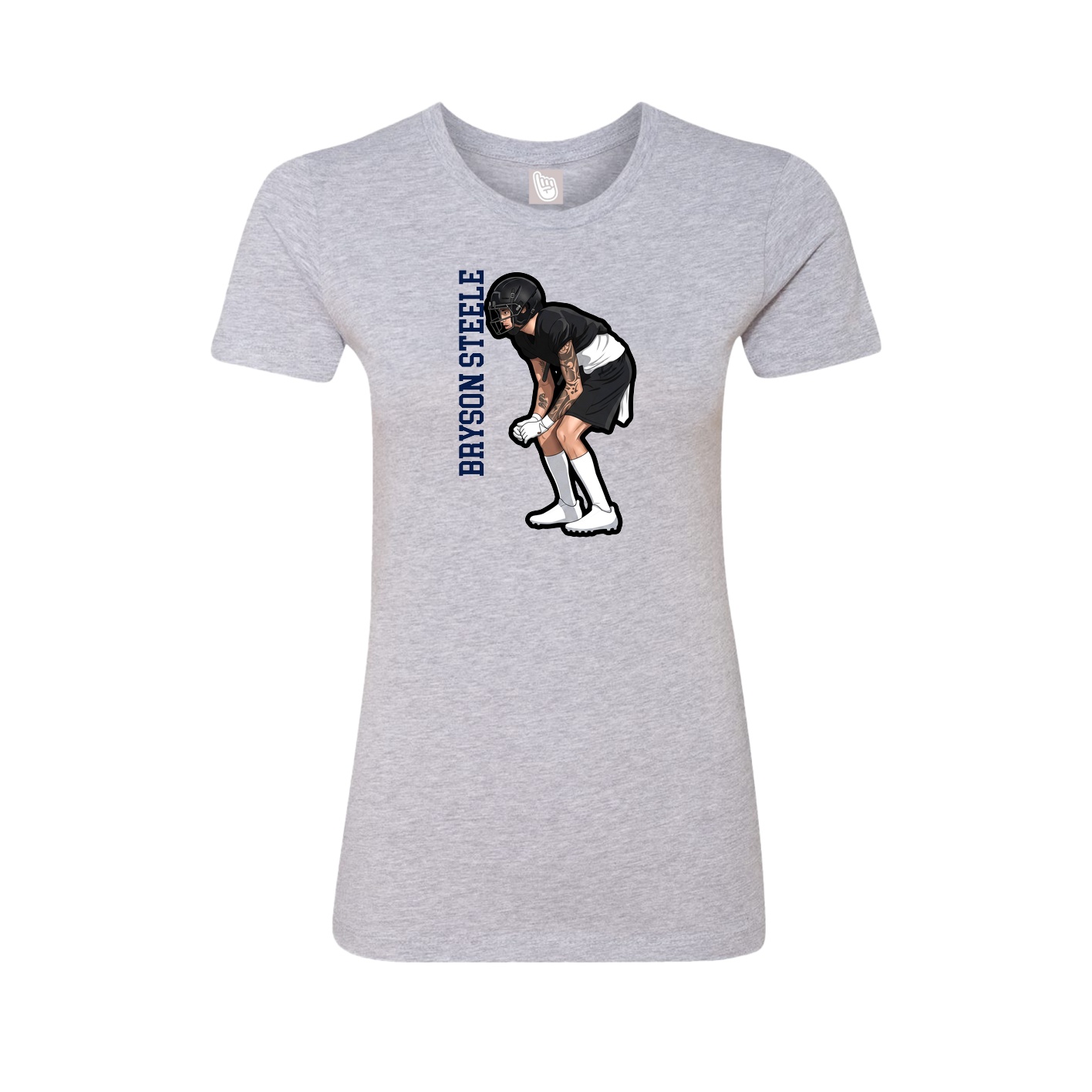 Womens Tee — Name Vertical in Grey