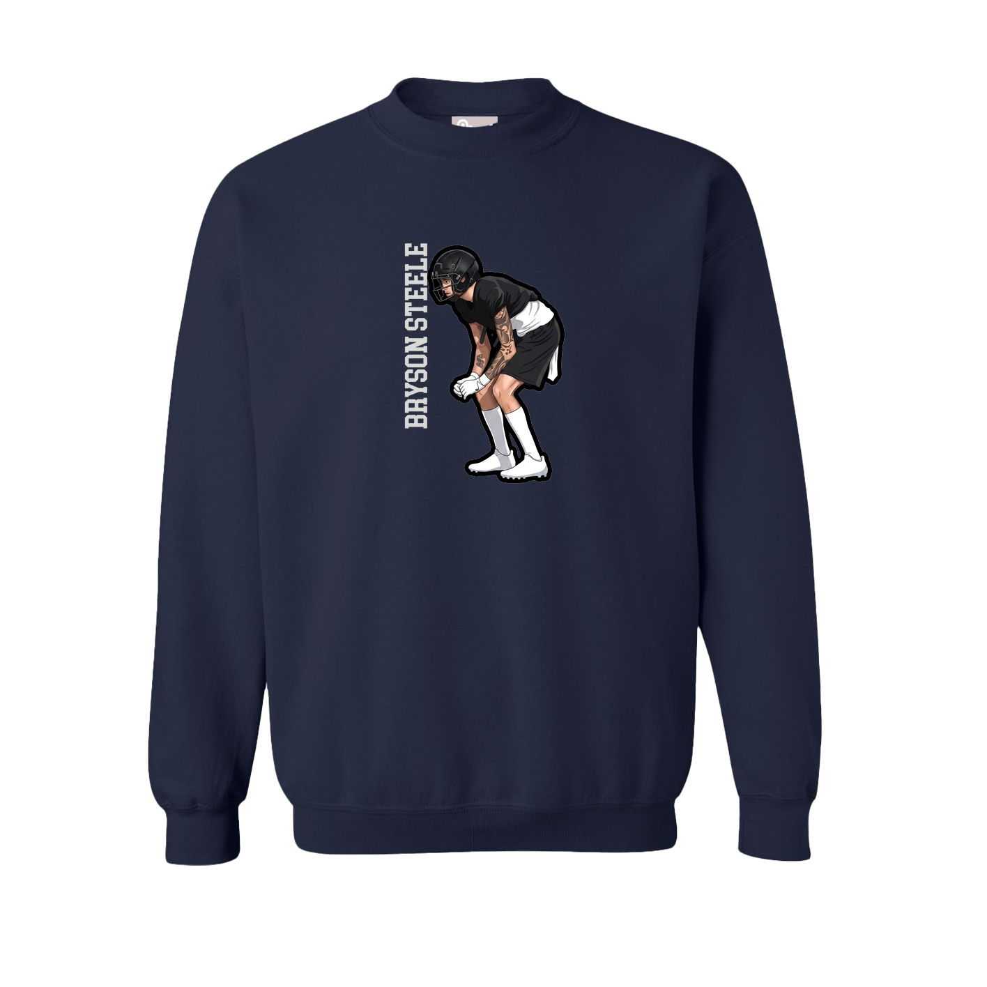 Fleece Crew — Name Vertical in Navy