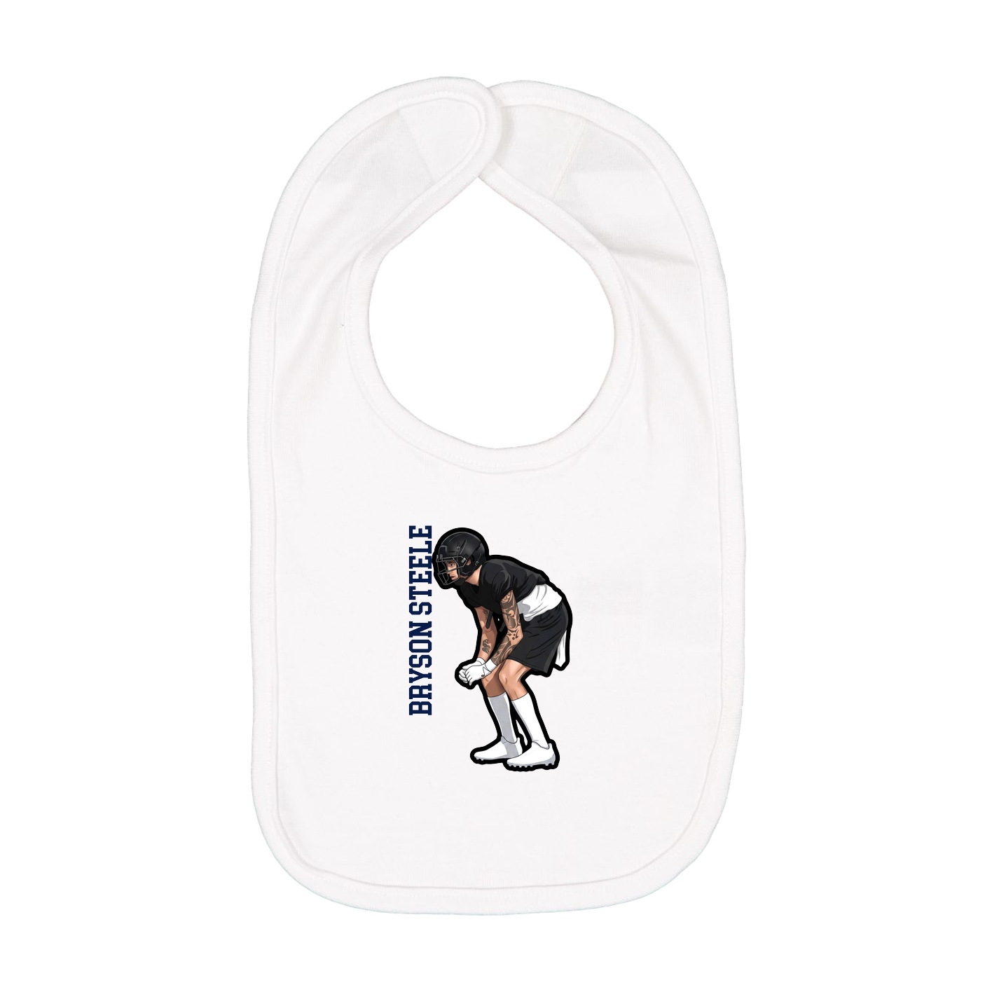 Infant Bib — Name Vertical in White