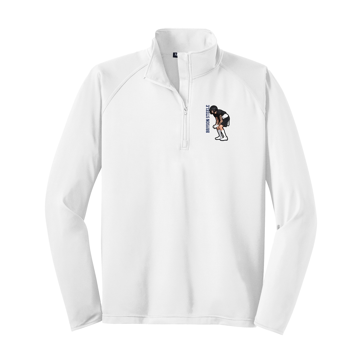 Q-Zip Pullover — Name Vertical in White
