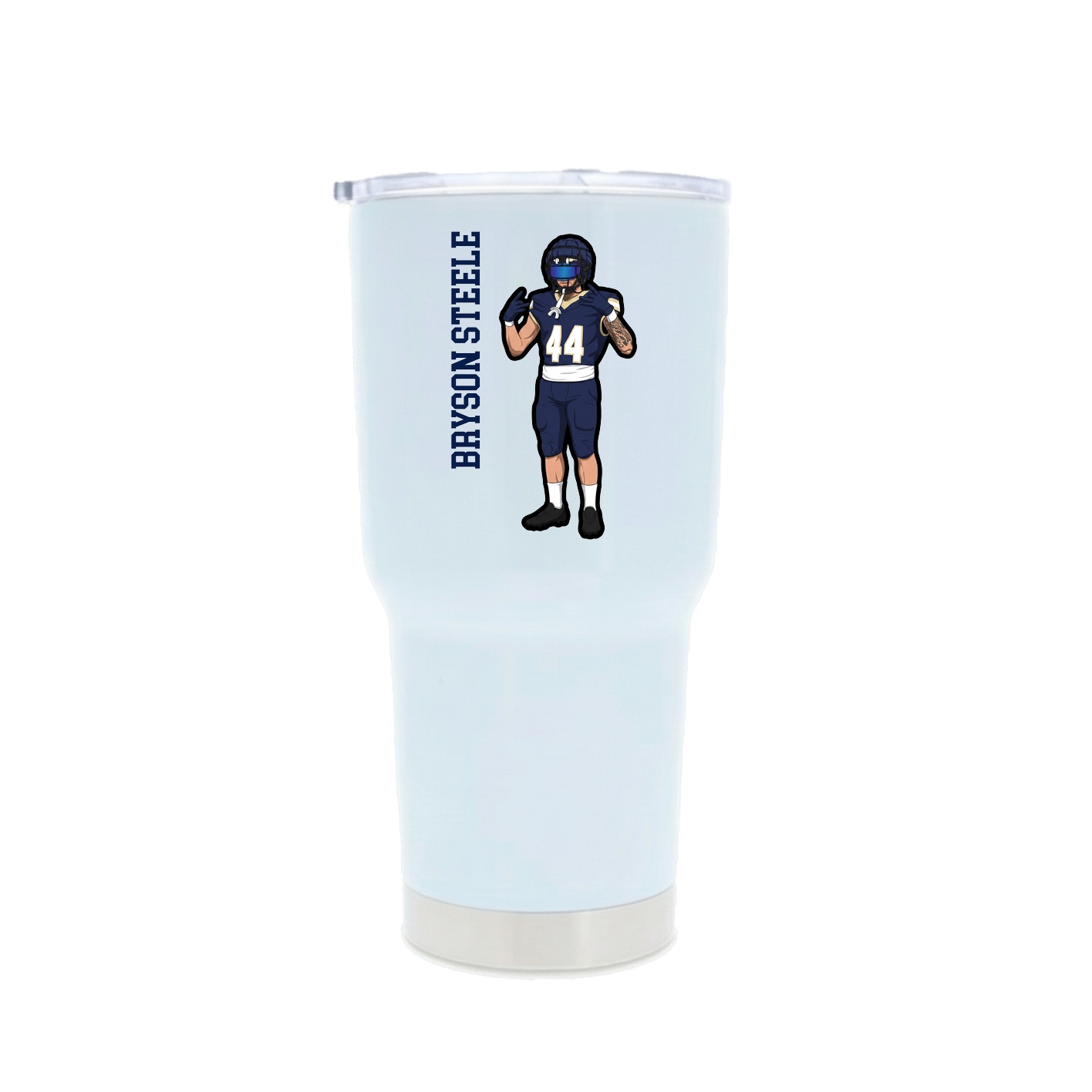 30oz Stainless Steel Tumbler — Name Vertical in White