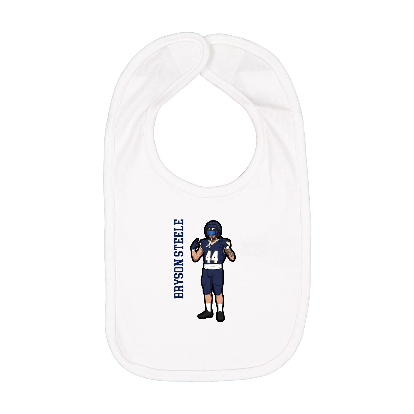 Infant Bib — Name Vertical in White