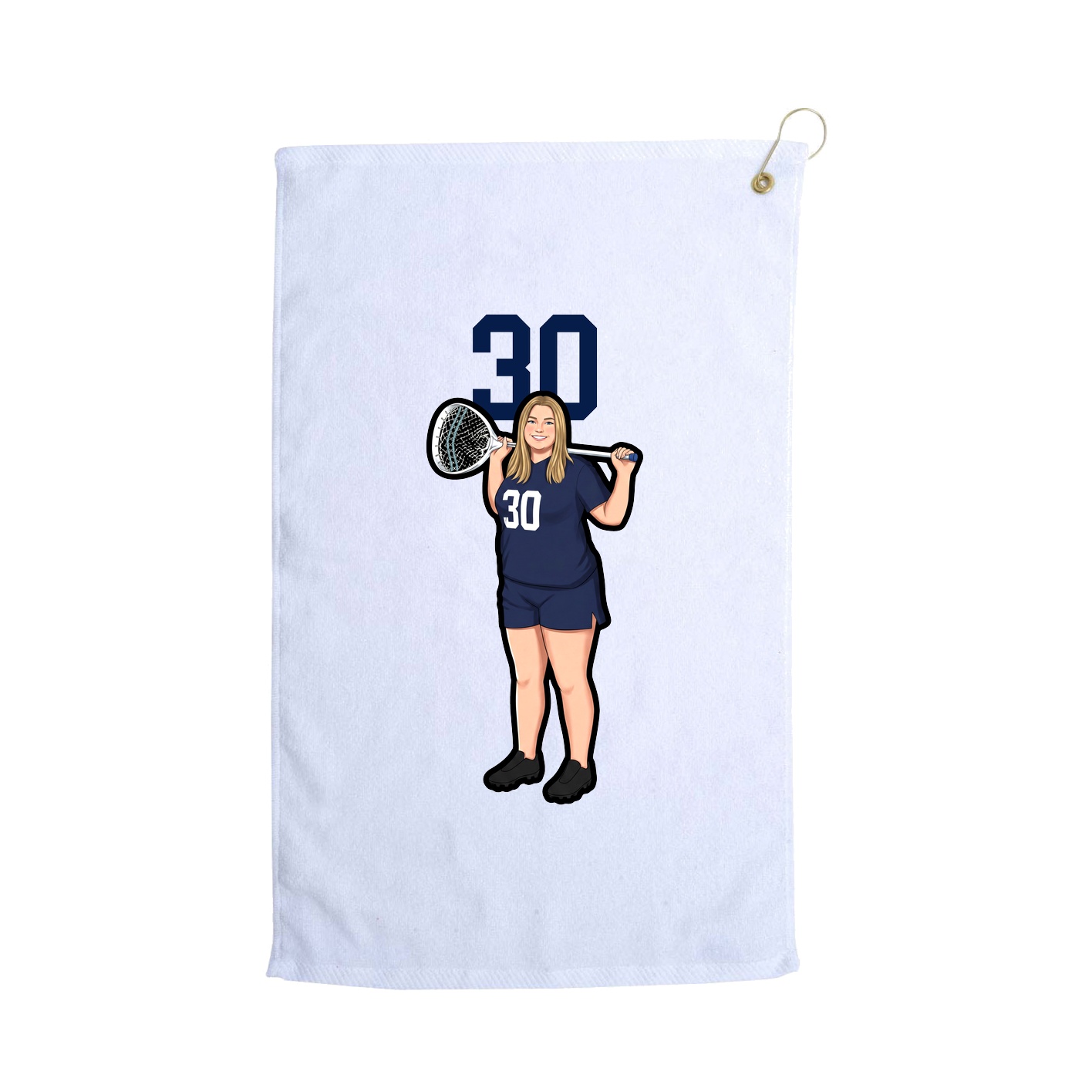 Golf Towel — Number Top in White