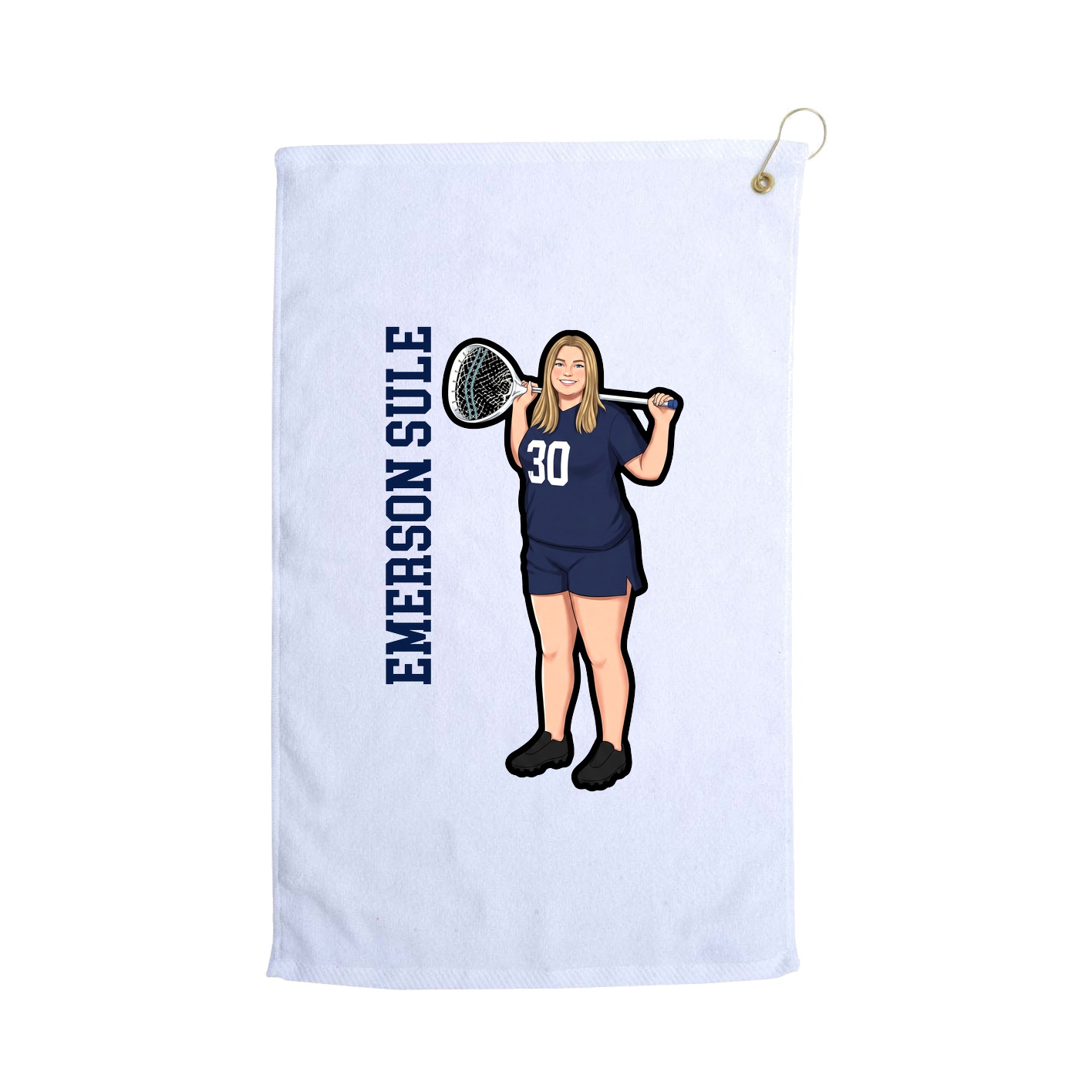 Golf Towel — Name Vertical in White