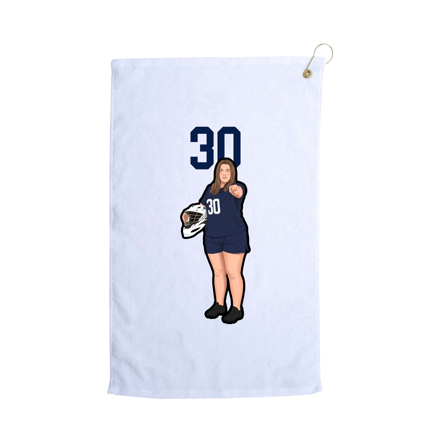 Golf Towel — Number Top in White