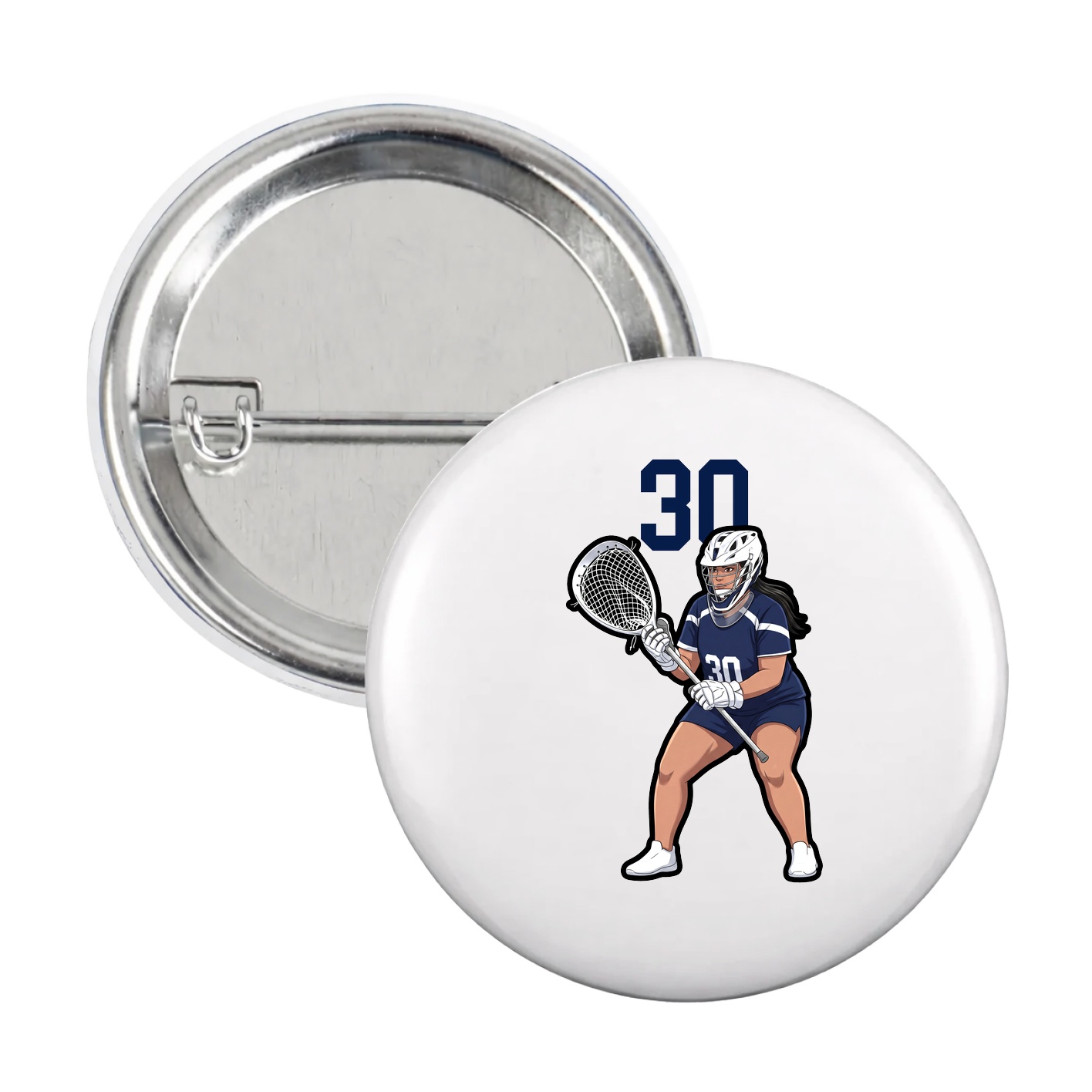 Game Day Button — Number Top in White