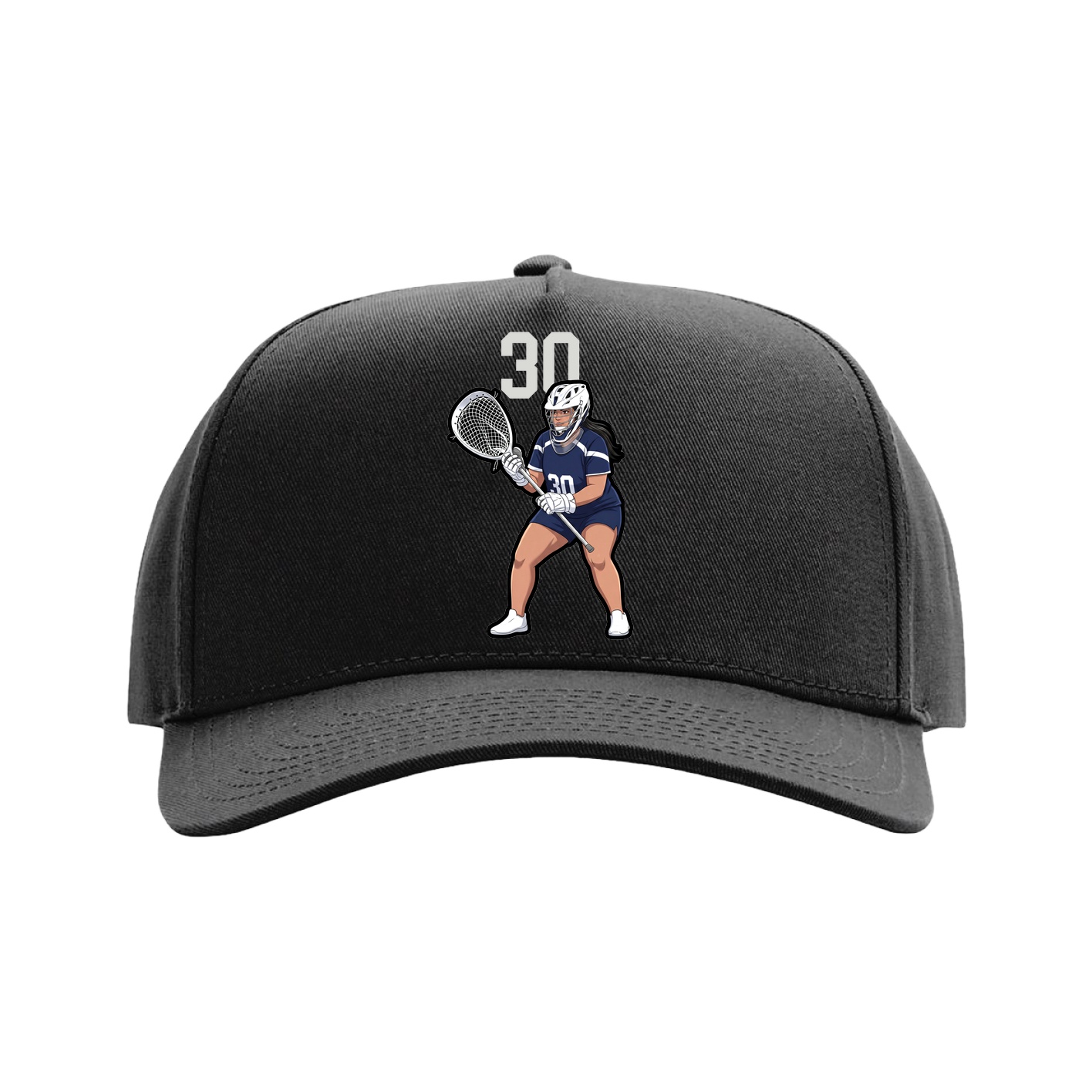 Full Fabric Five-Panel Champ Cap — Number Top in Black