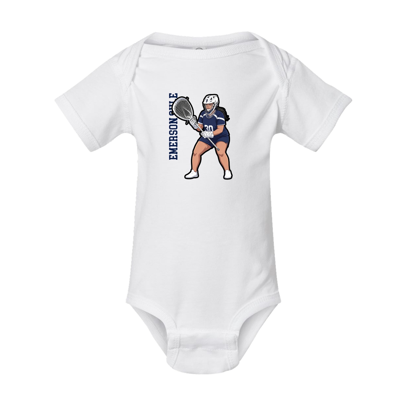 Baby Onesie — Name Vertical in White