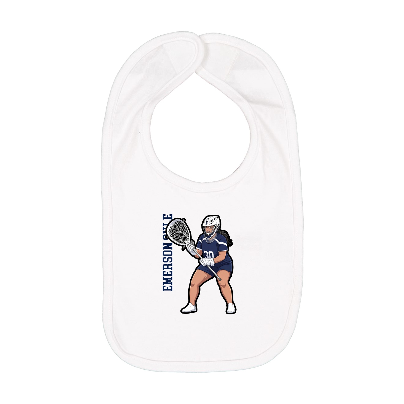 Infant Bib — Name Vertical in White