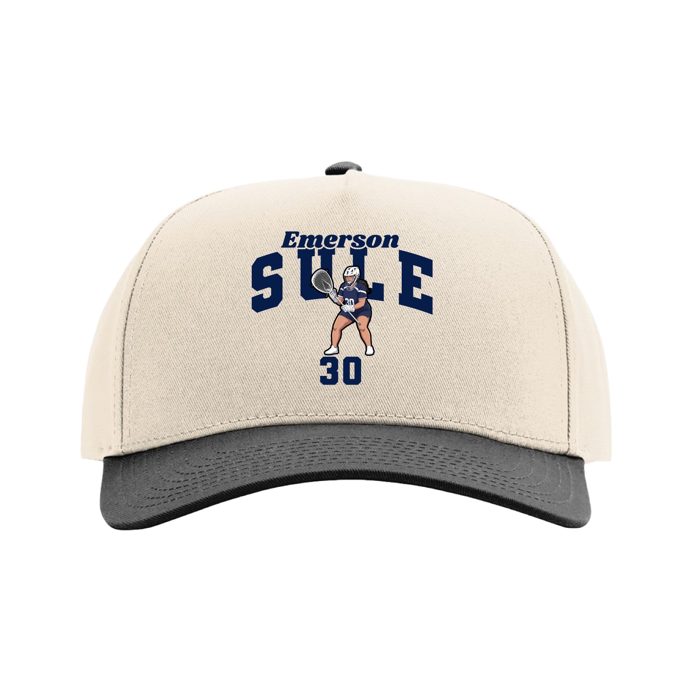 Full Fabric Five-Panel Champ Cap — Signature Arch in Cream/Black