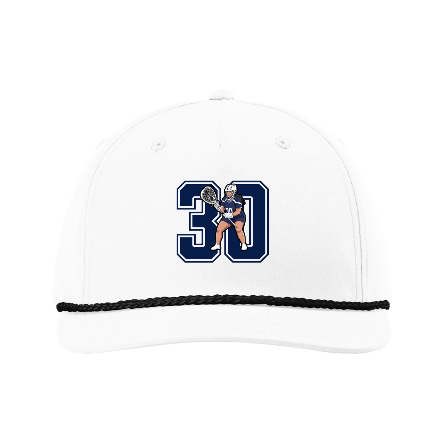 Five-Panel Classic Rope Cap — Number in White