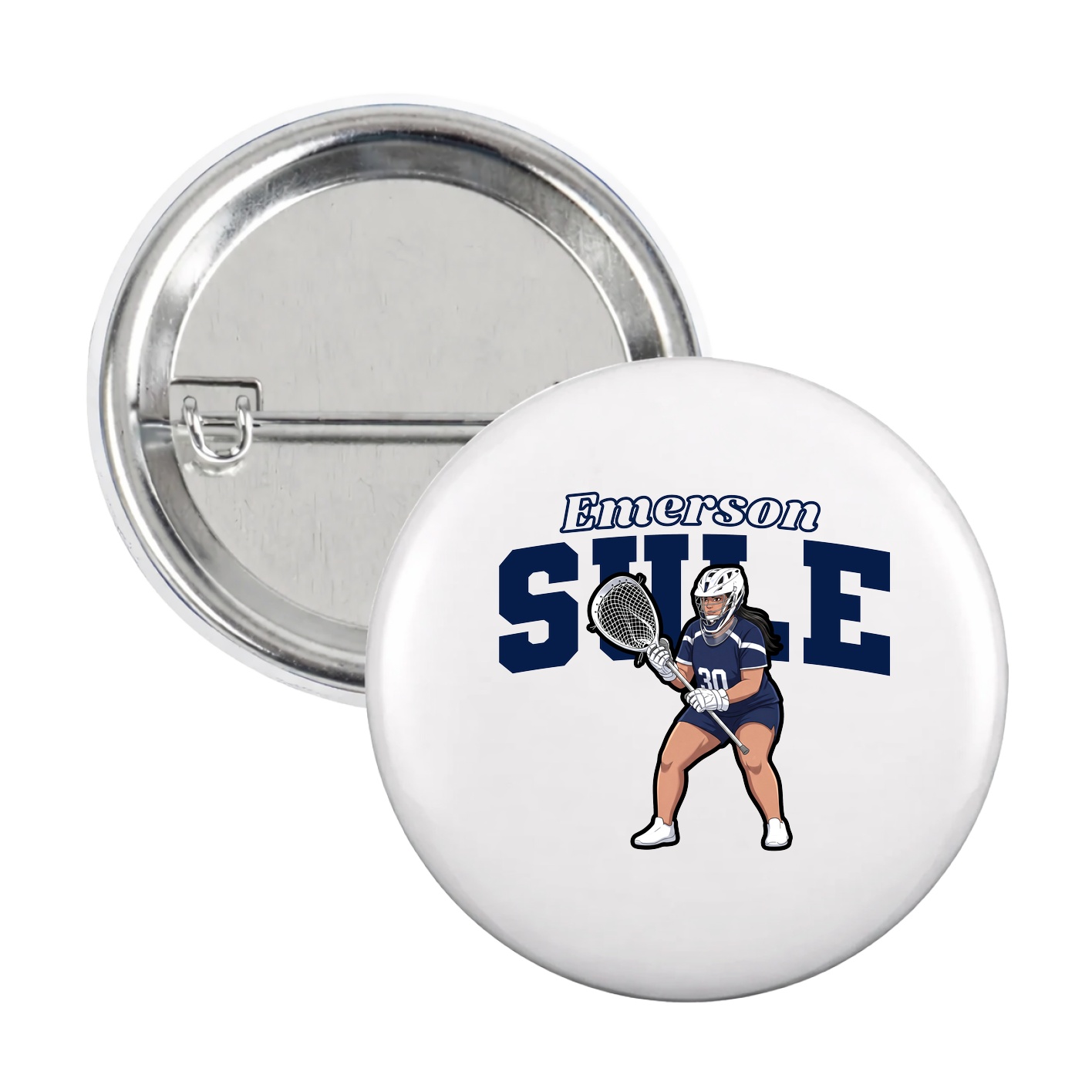 Game Day Button — Name Arch in White