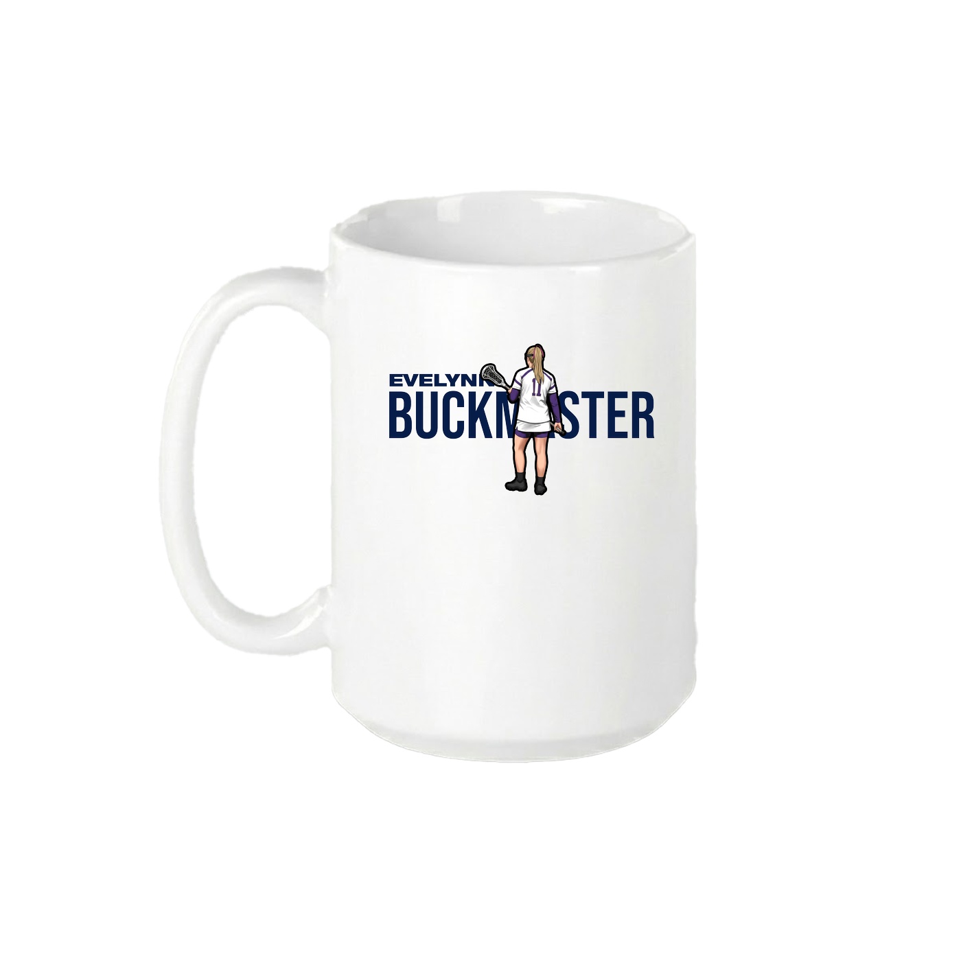 15oz Coffee Mug — Player Name in White