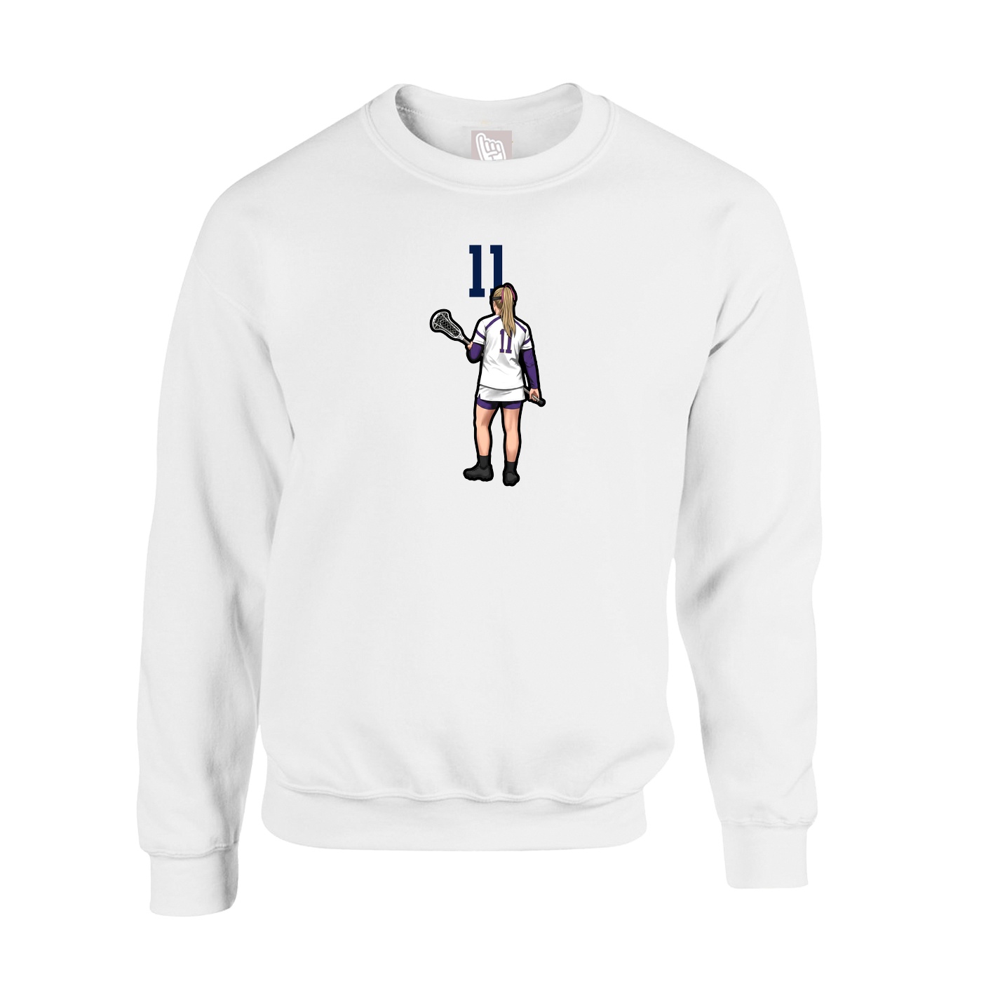 Fleece Crew — Number Top in White