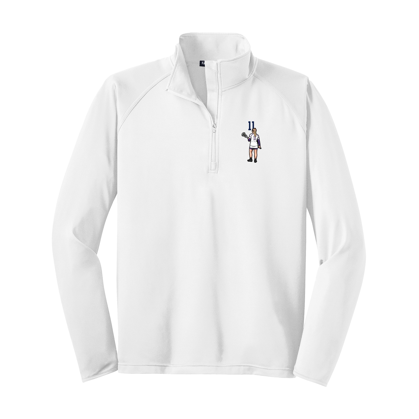 Q-Zip Pullover — Number Top in White