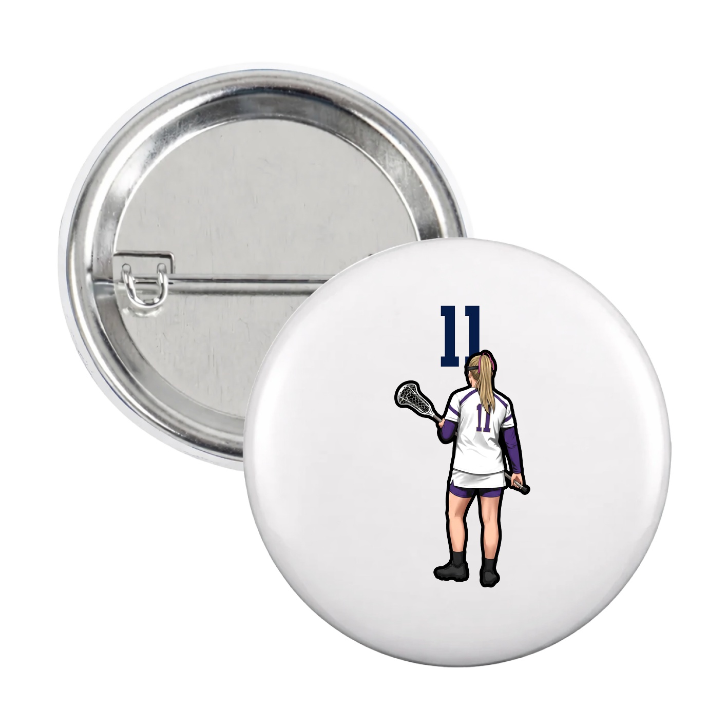 Game Day Button — Number Top in White