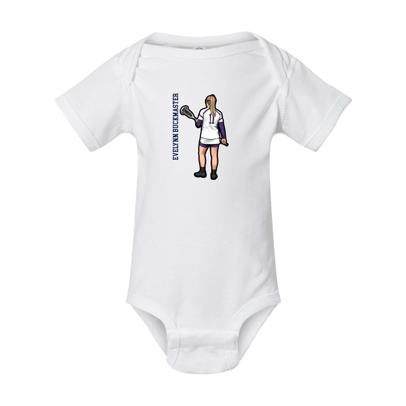Baby Onesie — Name Vertical in White