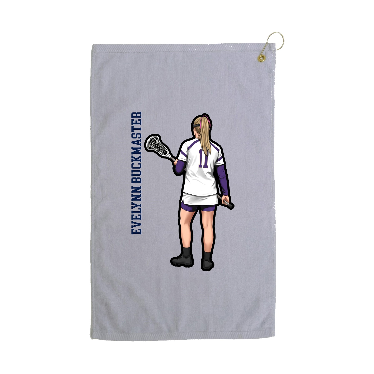Golf Towel — Name Vertical in Grey