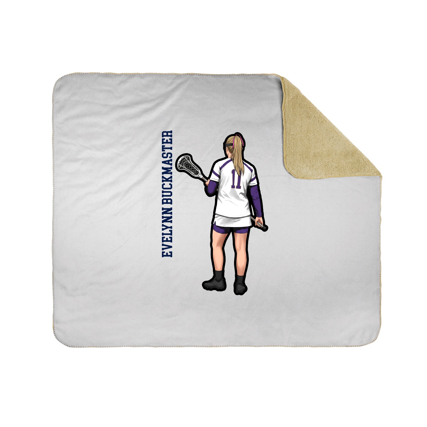 Throw Blanket — Name Vertical in White