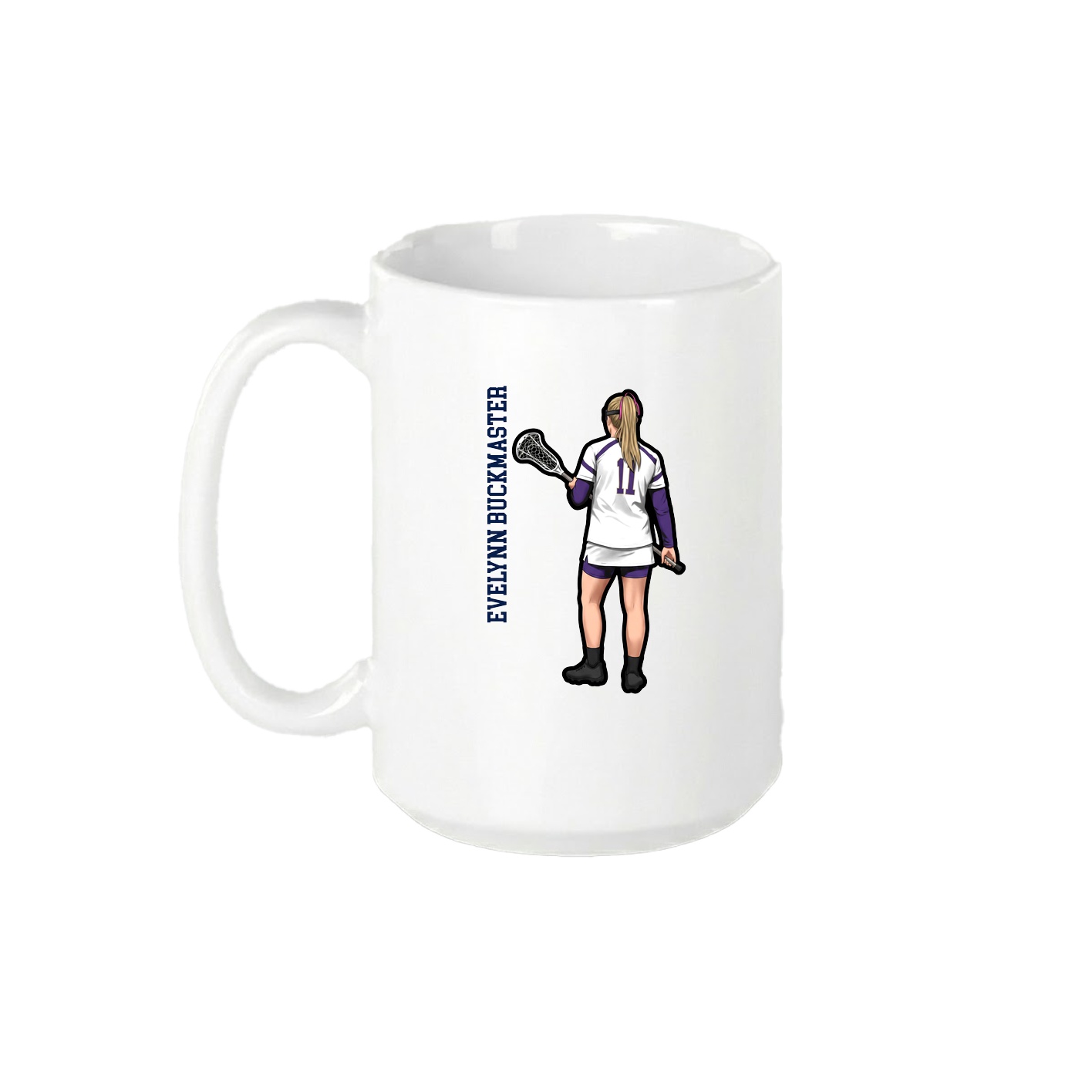 15oz Coffee Mug — Name Vertical in White