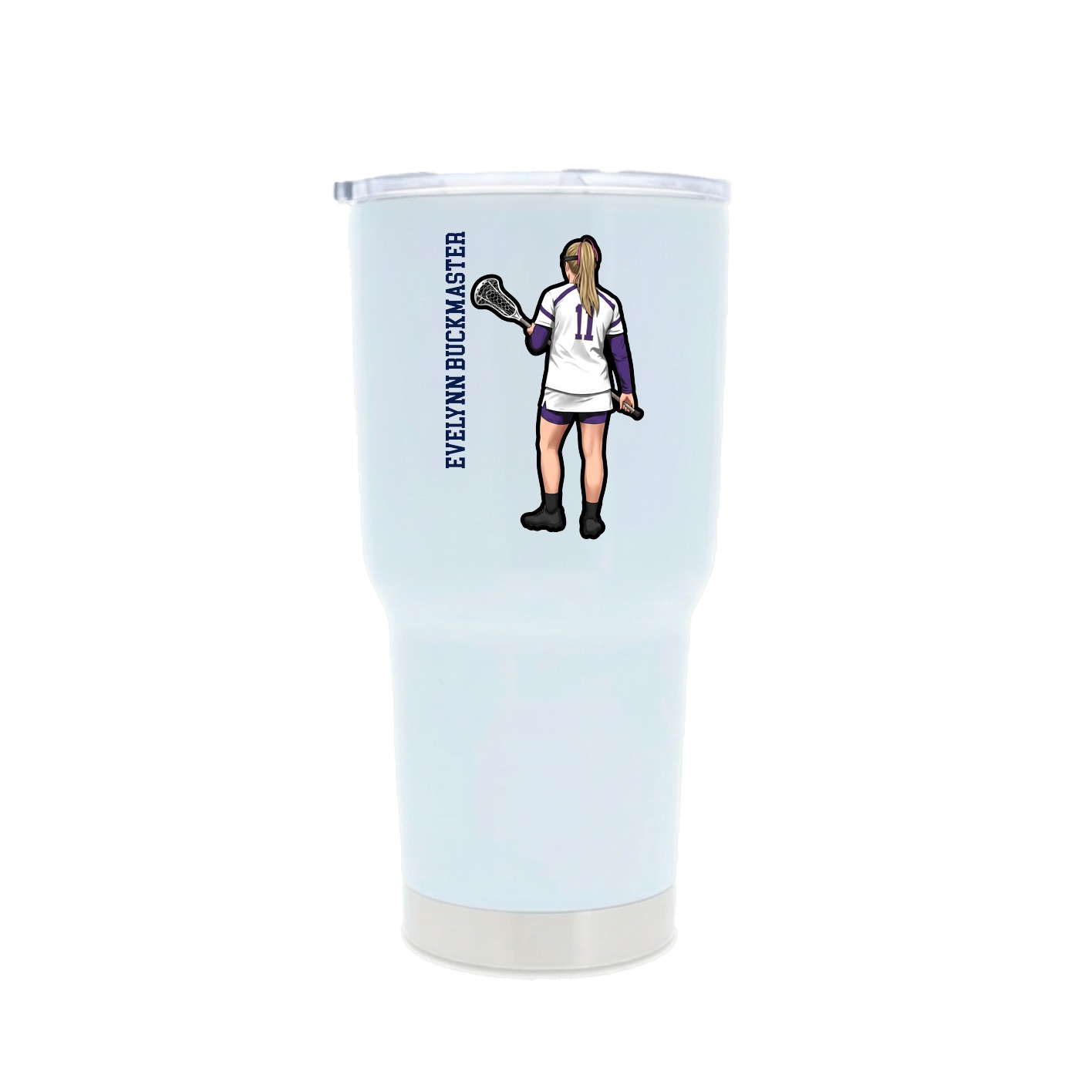 30oz Stainless Steel Tumbler — Name Vertical in White