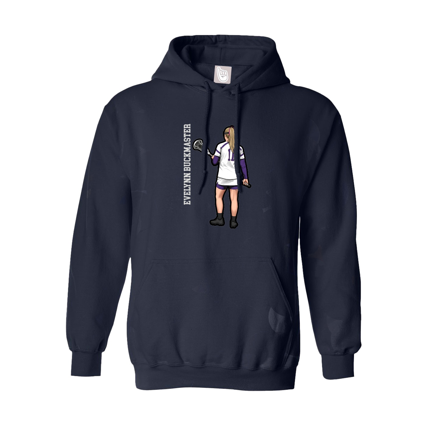 Youth Hoodie — Name Vertical in Navy