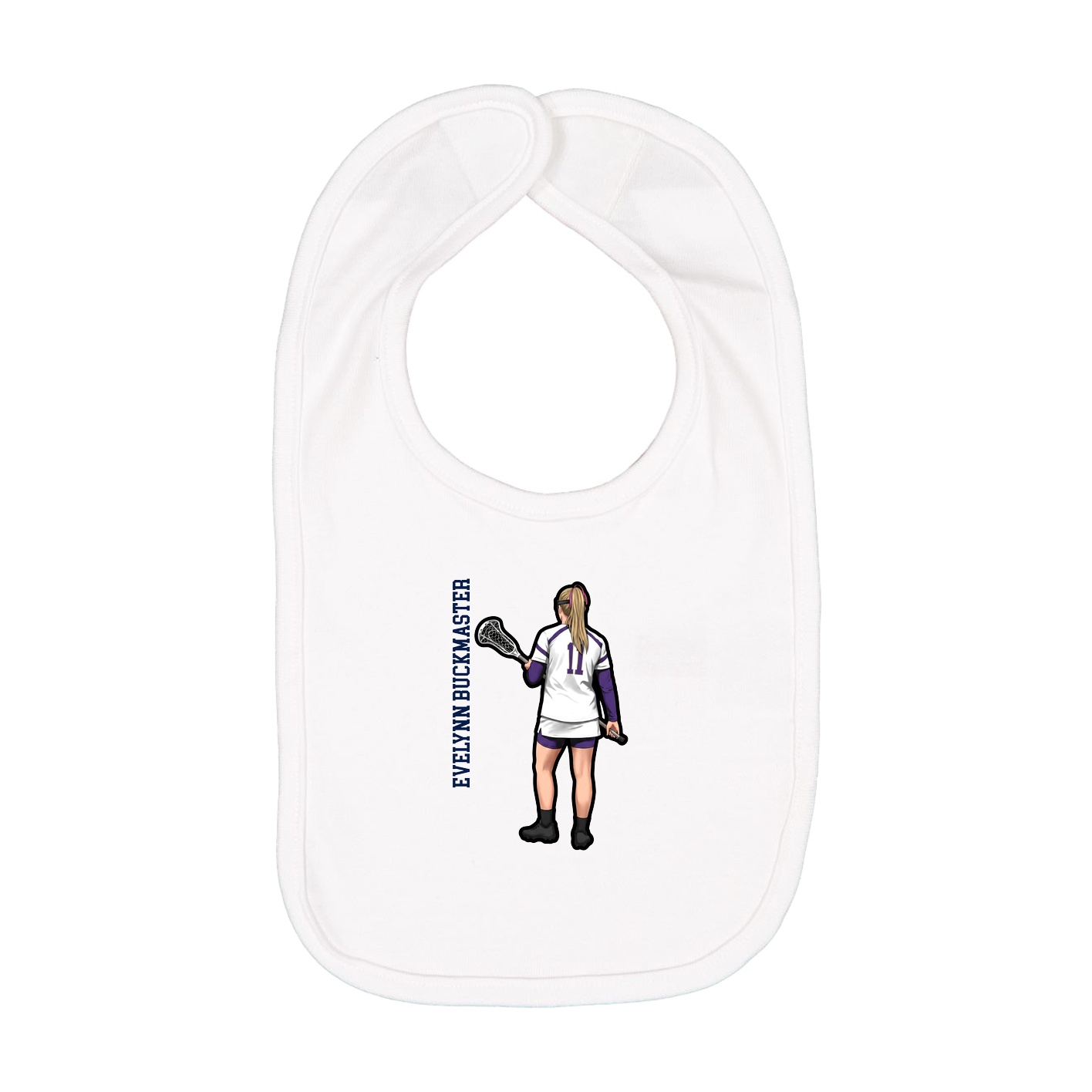 Infant Bib — Name Vertical in White