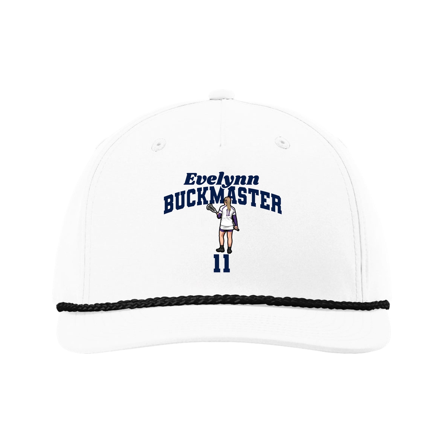 Five-Panel Classic Rope Cap — Signature Arch in White