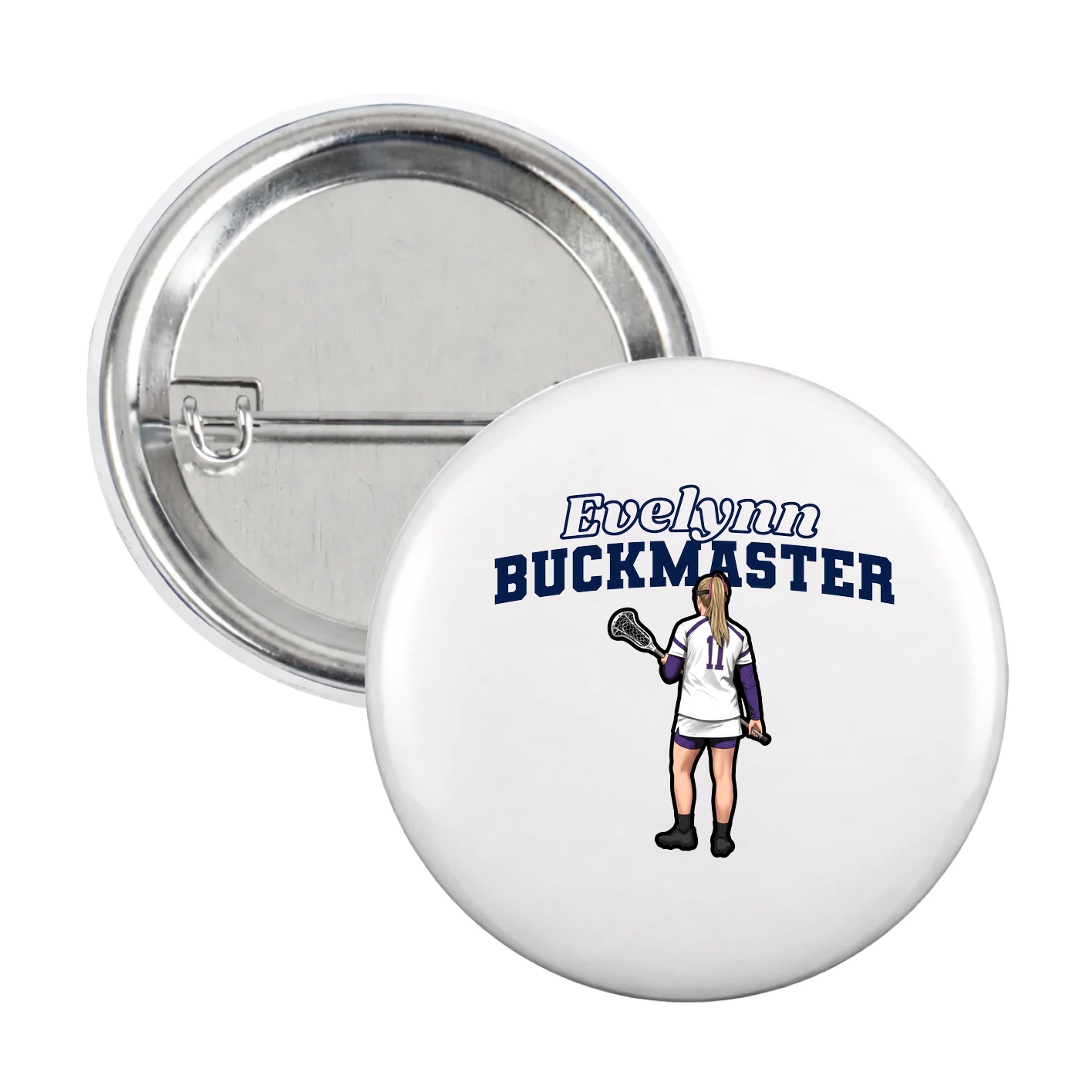 Game Day Button — Name Arch in White